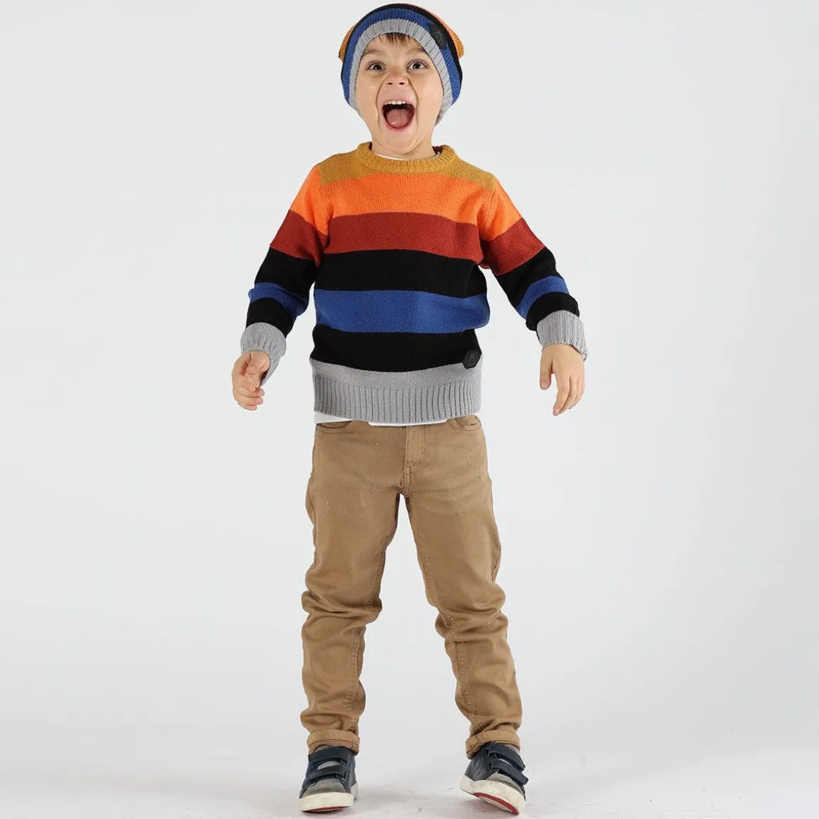 Berretto rigato bambino