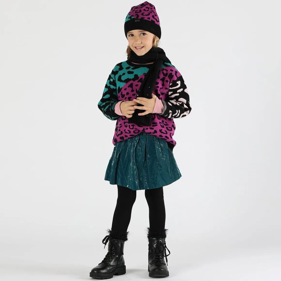 Berretto tricot maculato colorato bambina