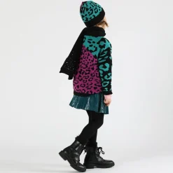 Berretto tricot maculato colorato bambina