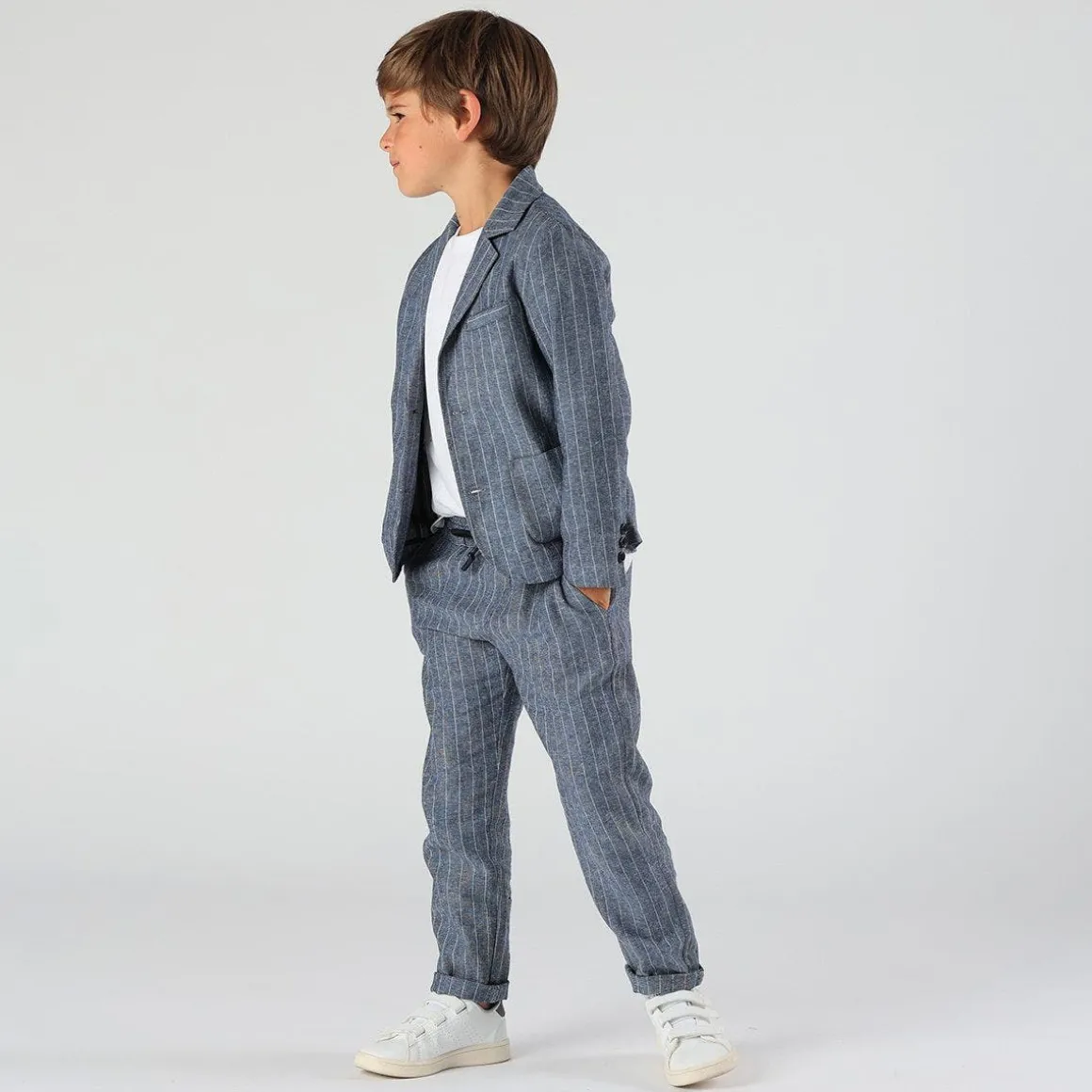 Blazer da bambino in tessuto rigato