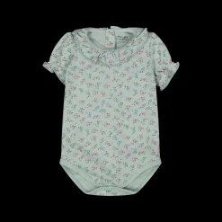 Body in cotone biologico con fiorellini liberty da bambina