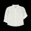 Camicia bambino in misto lino bianca