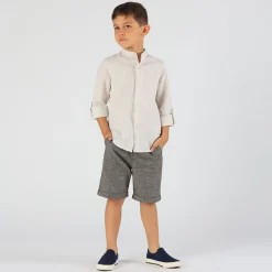 Camicia con collo alla coreana rigata da bambino