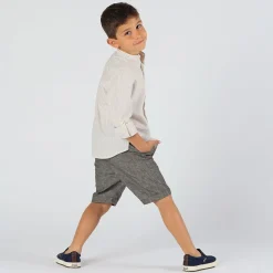 Camicia con collo alla coreana rigata da bambino