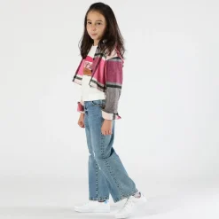 Camicia cropped a quadri bambina