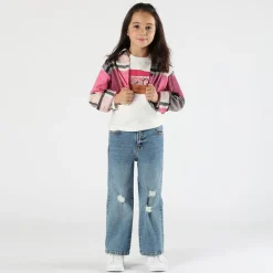Camicia cropped a quadri bambina