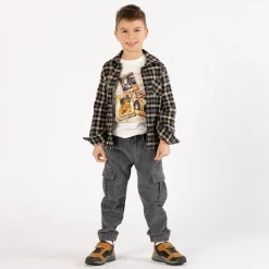 Camicia flanella a quadri in grigio per ragazzo