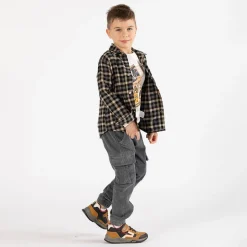 Camicia flanella a quadri in grigio per ragazzo