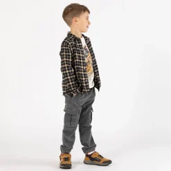 Camicia flanella a quadri in grigio per ragazzo