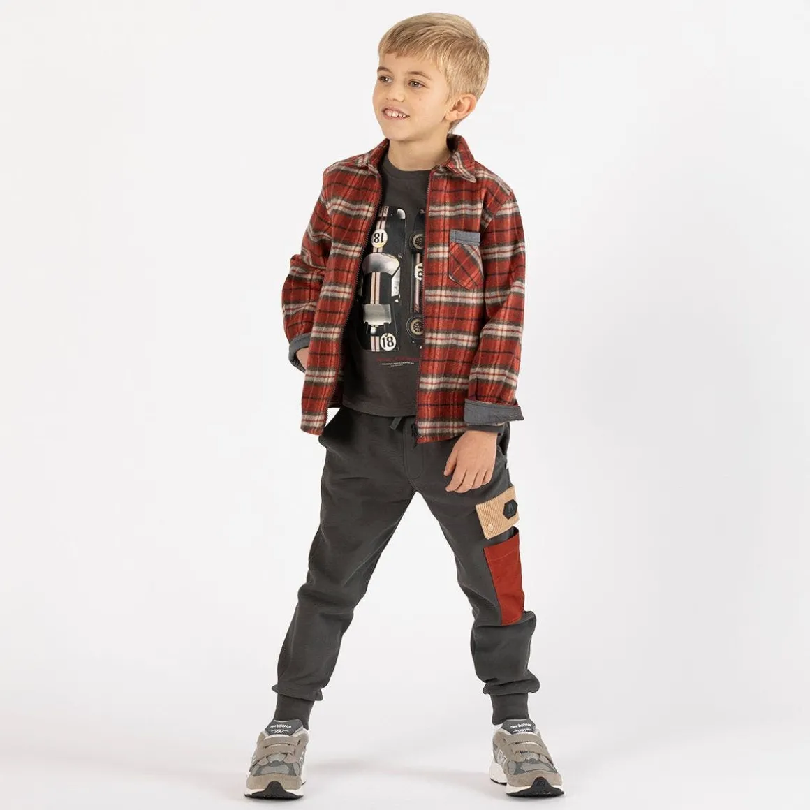 Camicia in flanella a quadri con zip per ragazzo