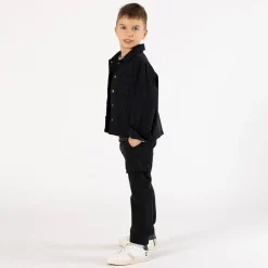 Camicia in gabardina nera per ragazzo