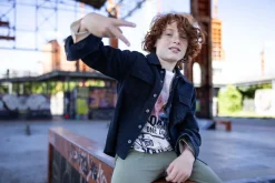 Camicia in gabardina nera per ragazzo