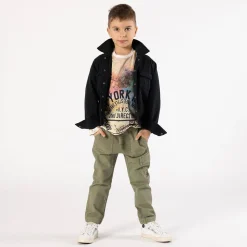 Camicia in gabardina nera per ragazzo
