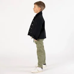 Camicia in gabardina nera per ragazzo