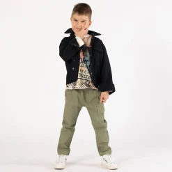 Camicia in gabardina nera per ragazzo