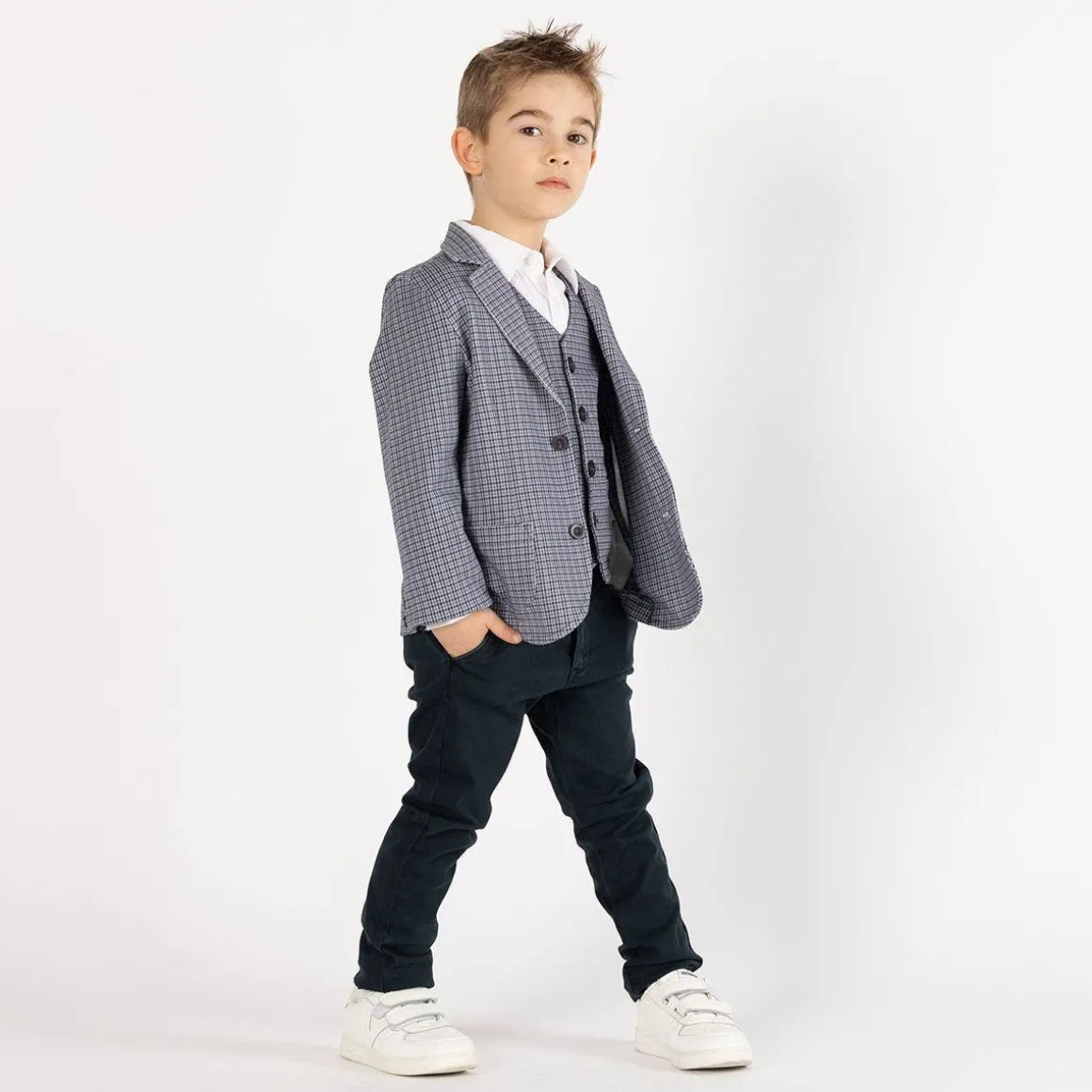 Camicia in popeline stretch per bambino