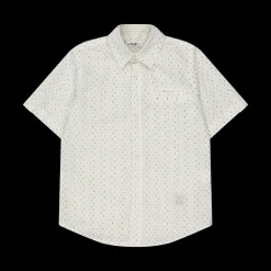 Camicia in tela di cotone con micro disegno da bambino