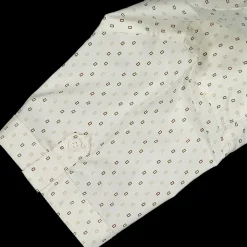 Camicia in tela di cotone con micro disegno da bambino