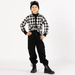 Camicia oversize a quadri per bambina