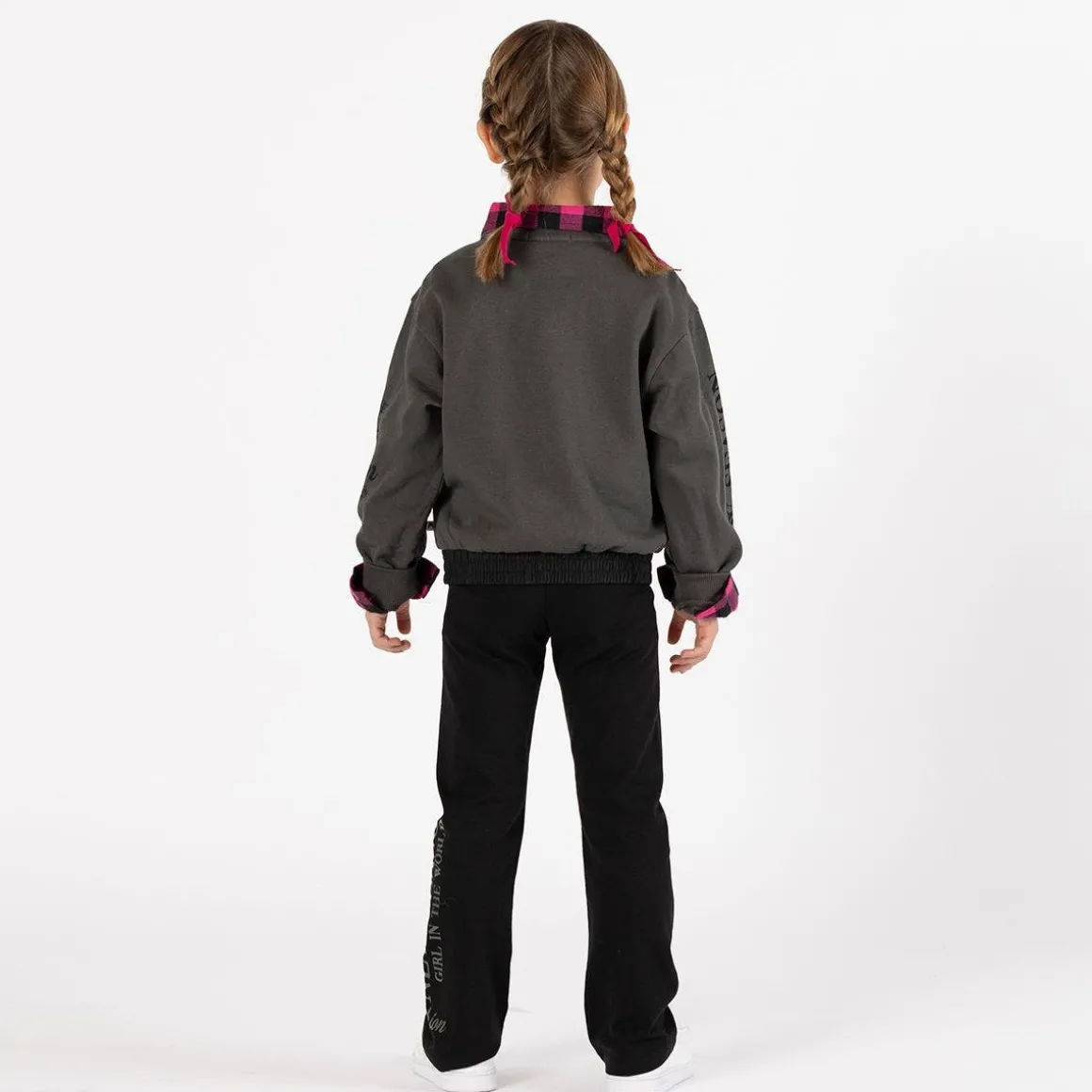 Camicia oversize a quadri per bambina
