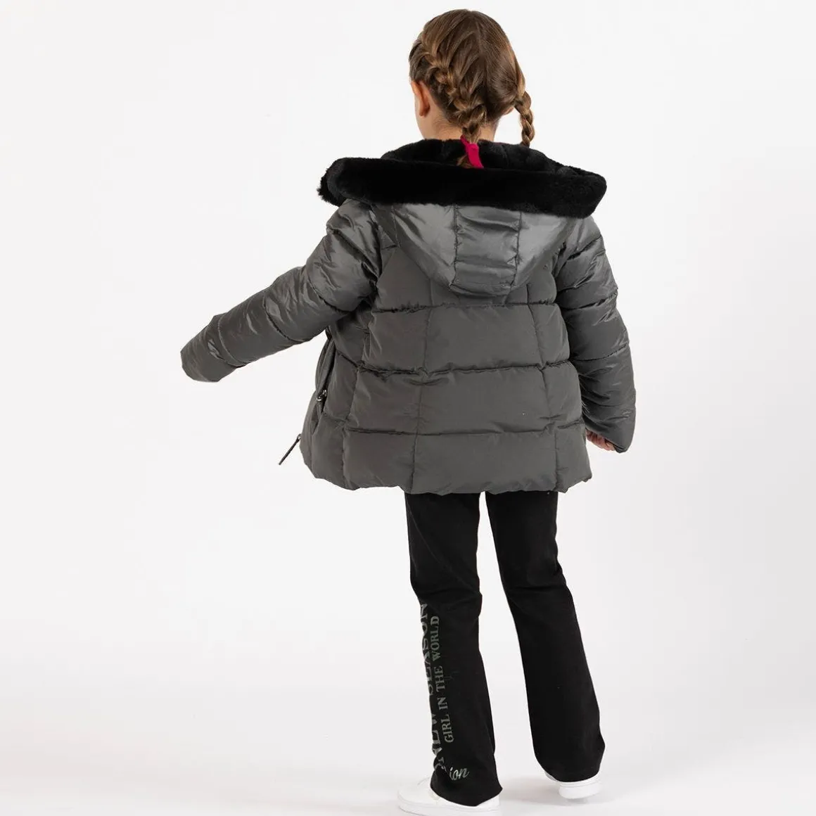 Camicia oversize a quadri per bambina