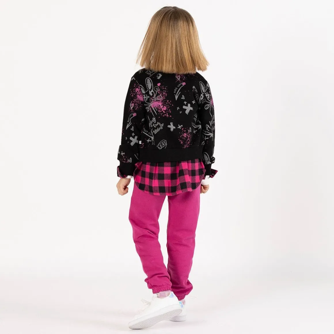 Camicia oversize a quadri per bambina