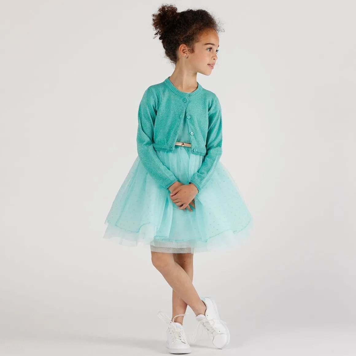 Cardigan da bambina in cotone con lurex
