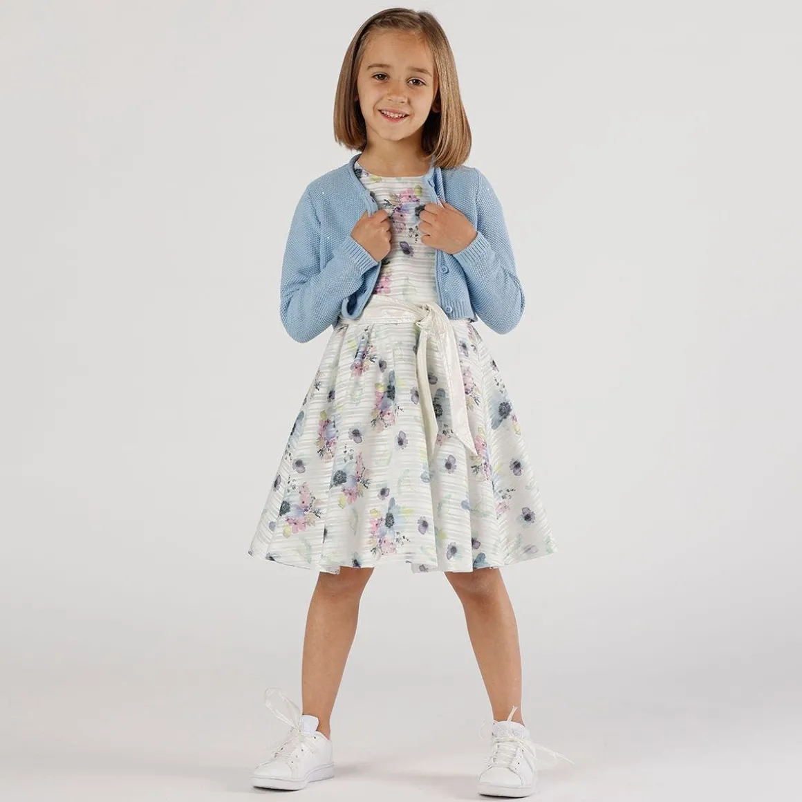 Cardigan da bambina in cotone con paillettes
