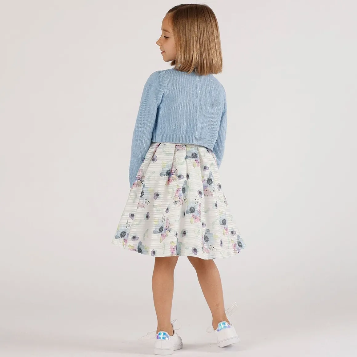 Cardigan da bambina in cotone con paillettes