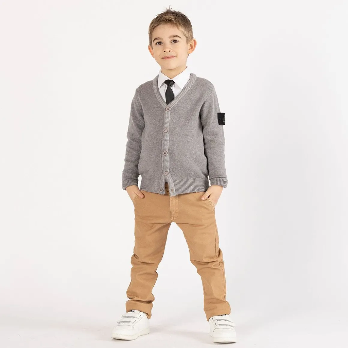 Cardigan tricot con trecce per ragazzo