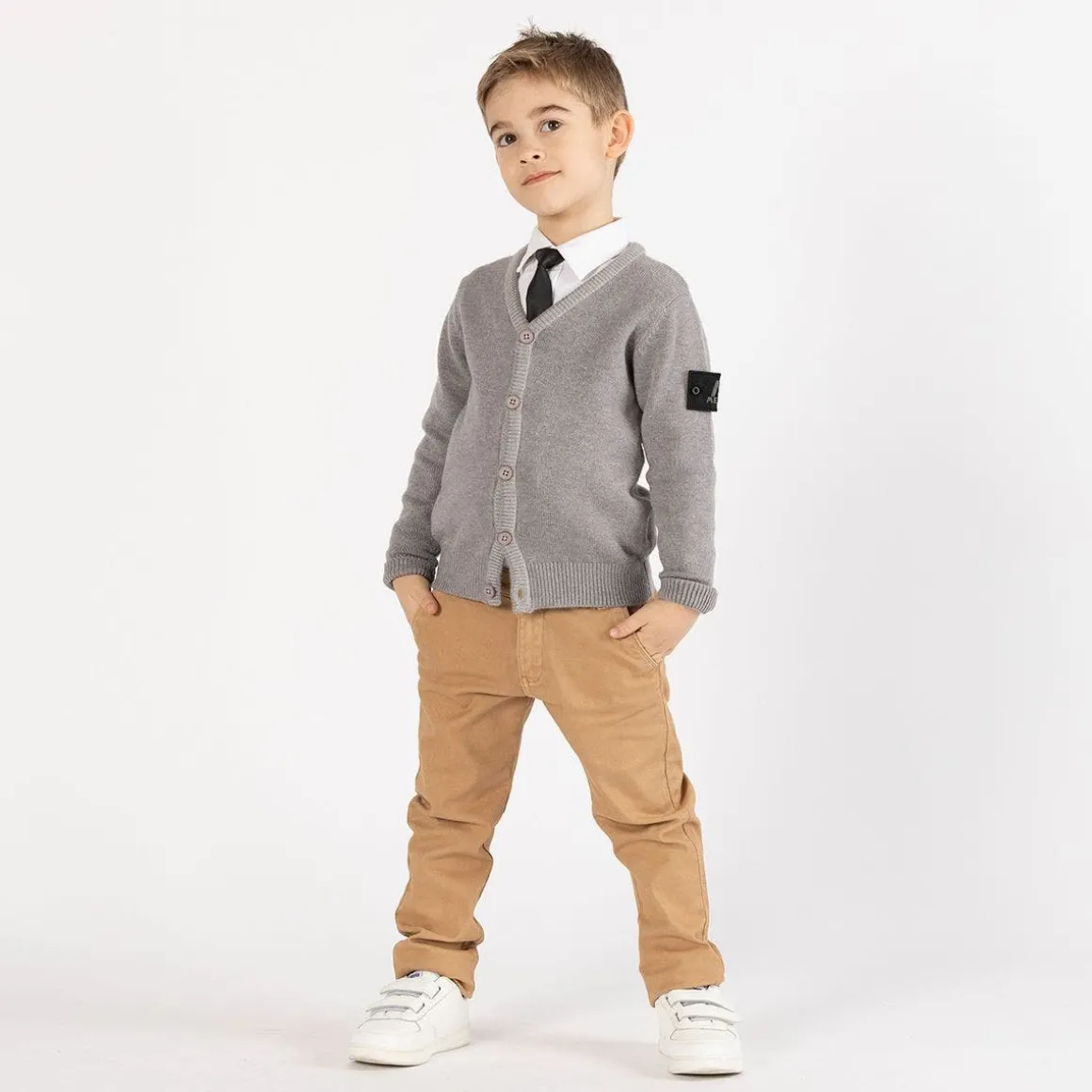 Cardigan tricot con trecce per ragazzo
