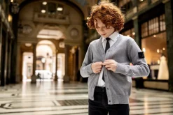 Cardigan tricot con trecce per ragazzo