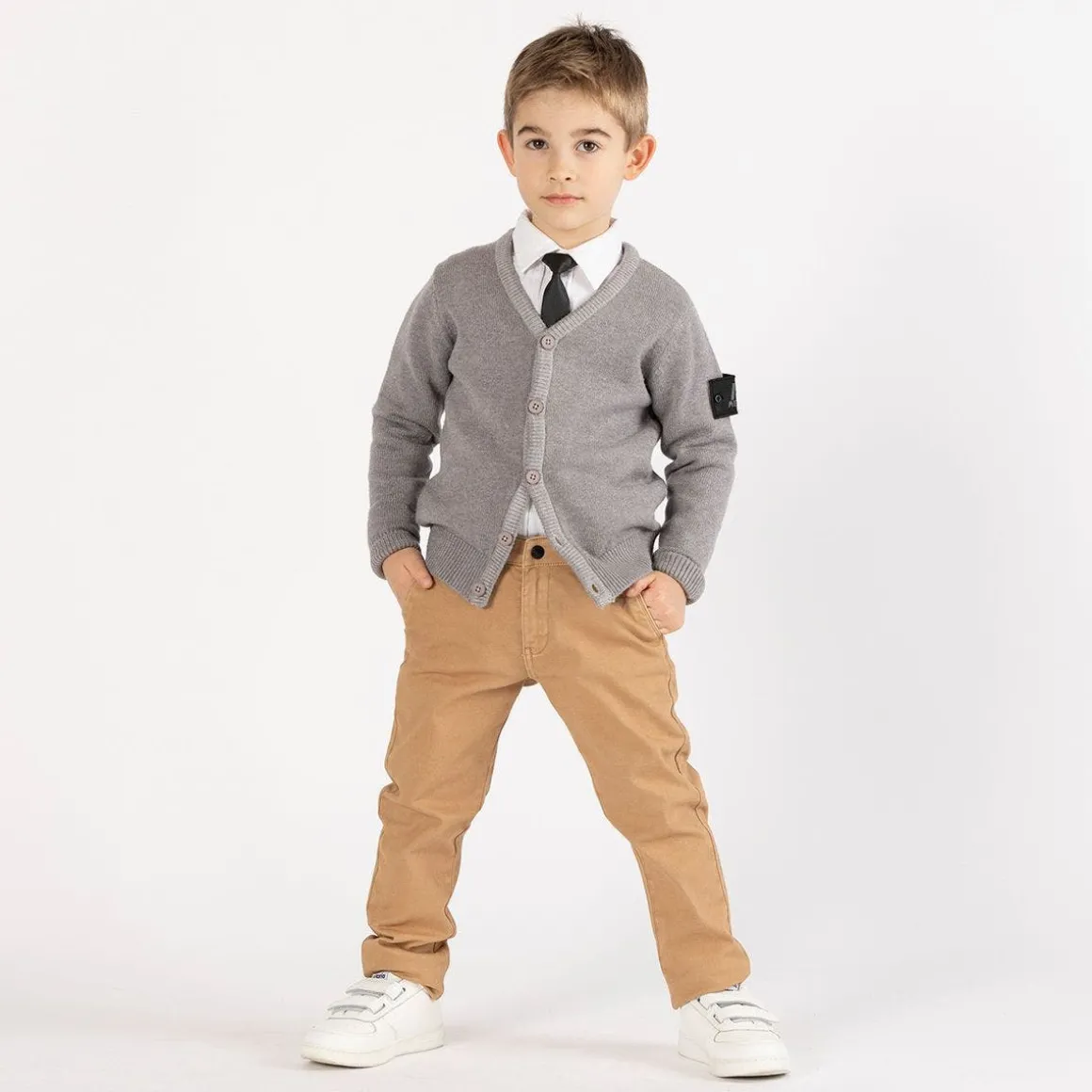 Cardigan tricot con trecce per ragazzo