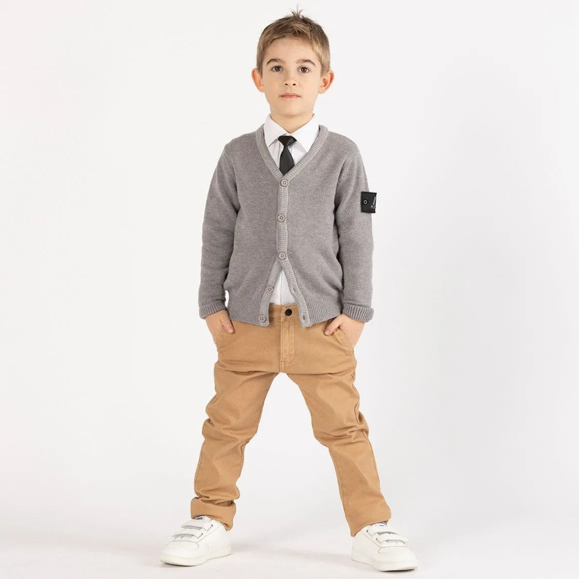 Cardigan tricot con trecce per ragazzo