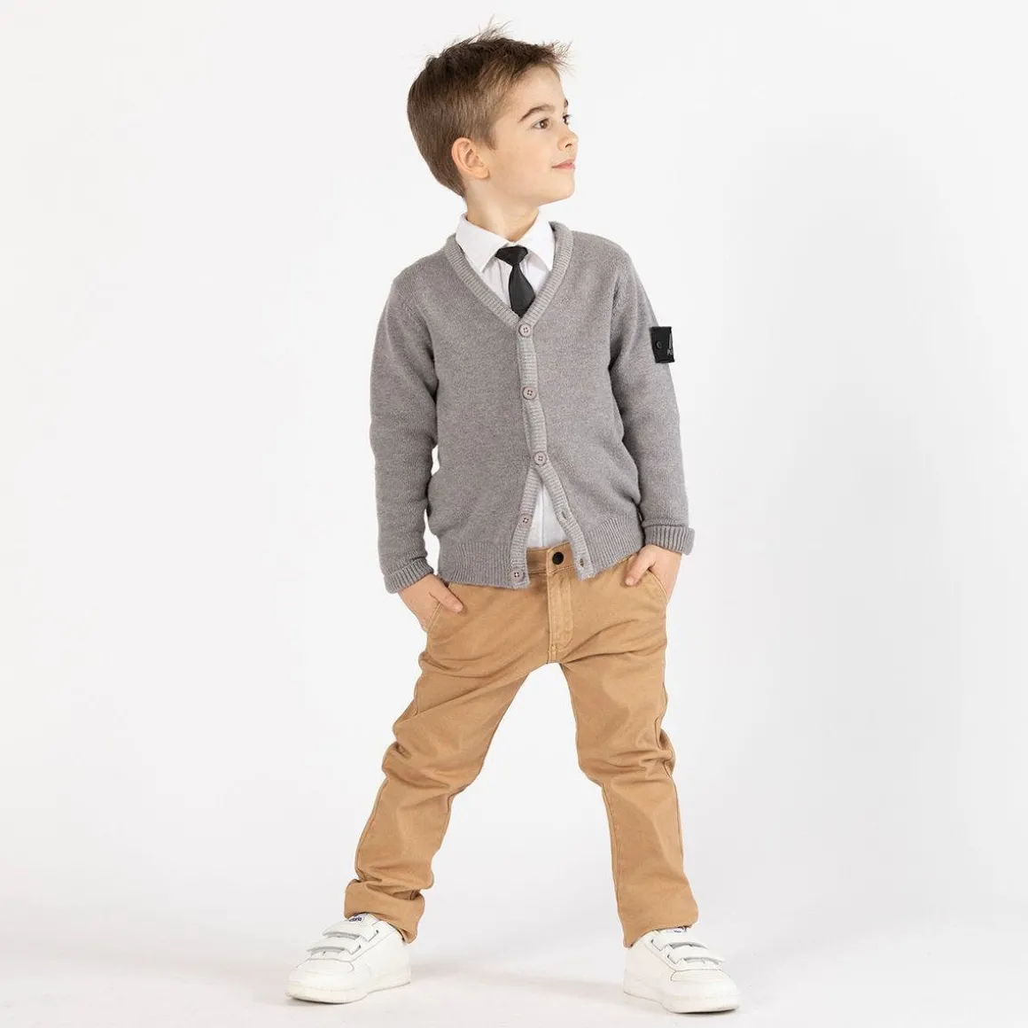 Cardigan tricot con trecce per ragazzo