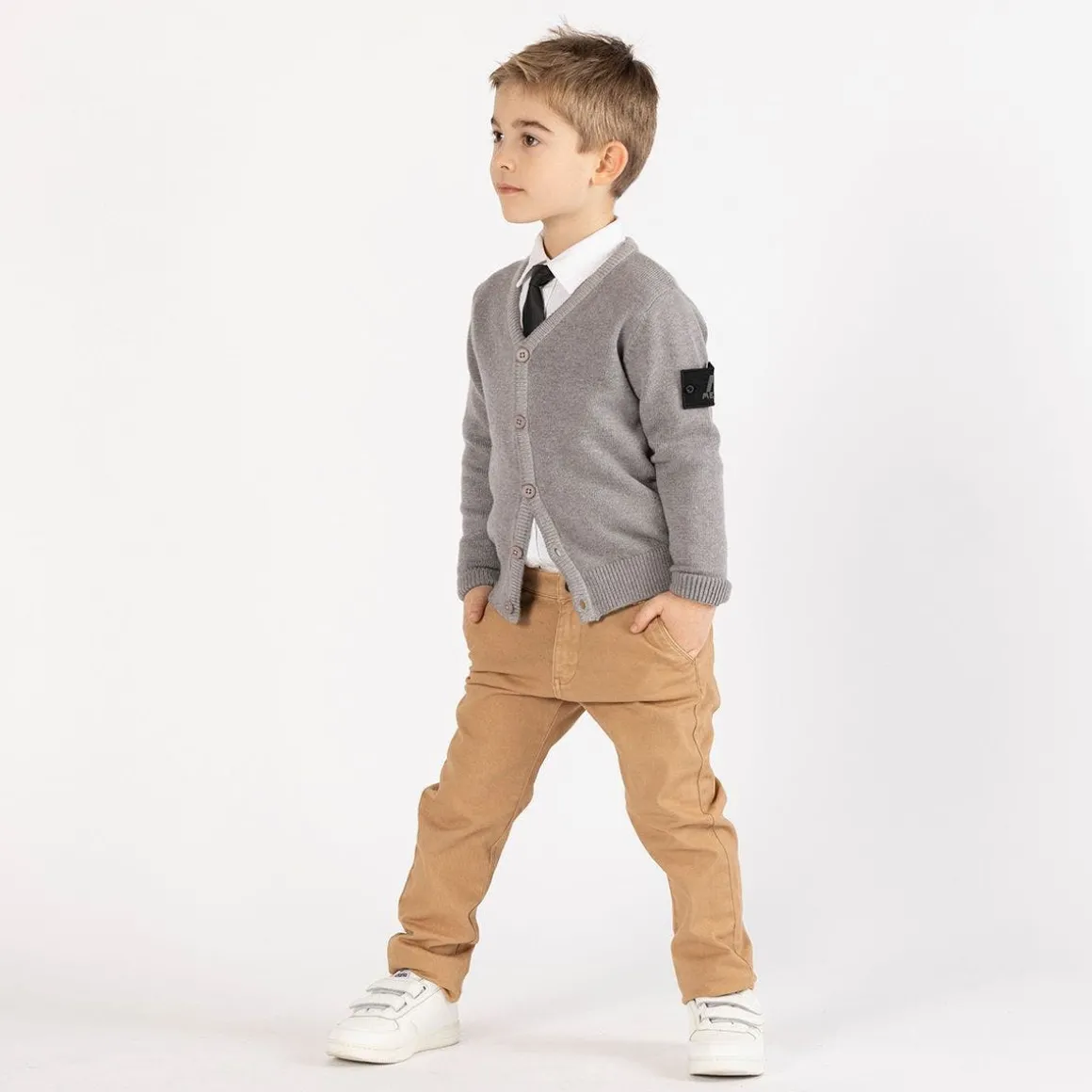 Cardigan tricot con trecce per ragazzo