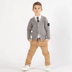Cardigan tricot con trecce per ragazzo