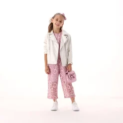 Chiodo in ecopelle con vestibilità over per bambina