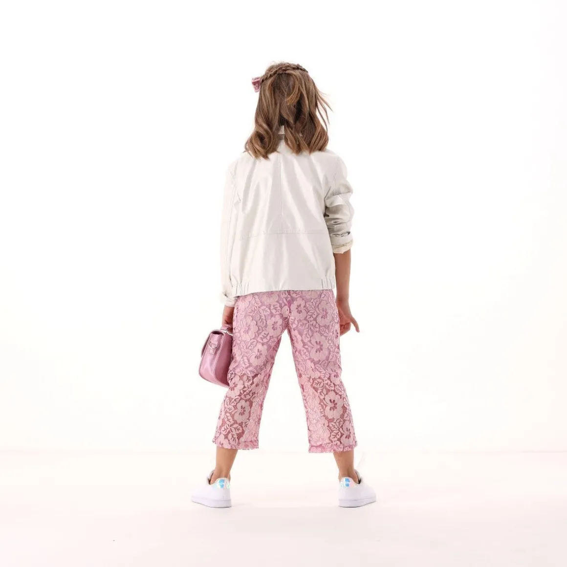 Chiodo in ecopelle con vestibilità over per bambina