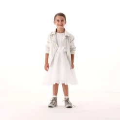 Chiodo in ecopelle con vestibilità over per bambina