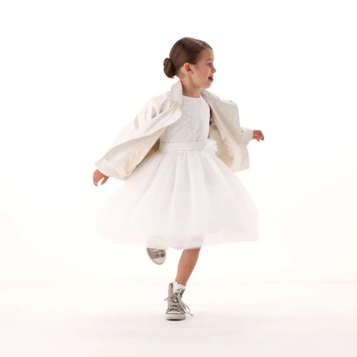 Chiodo in ecopelle con vestibilità over per bambina
