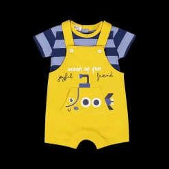 Completino rigato con salopette bambino