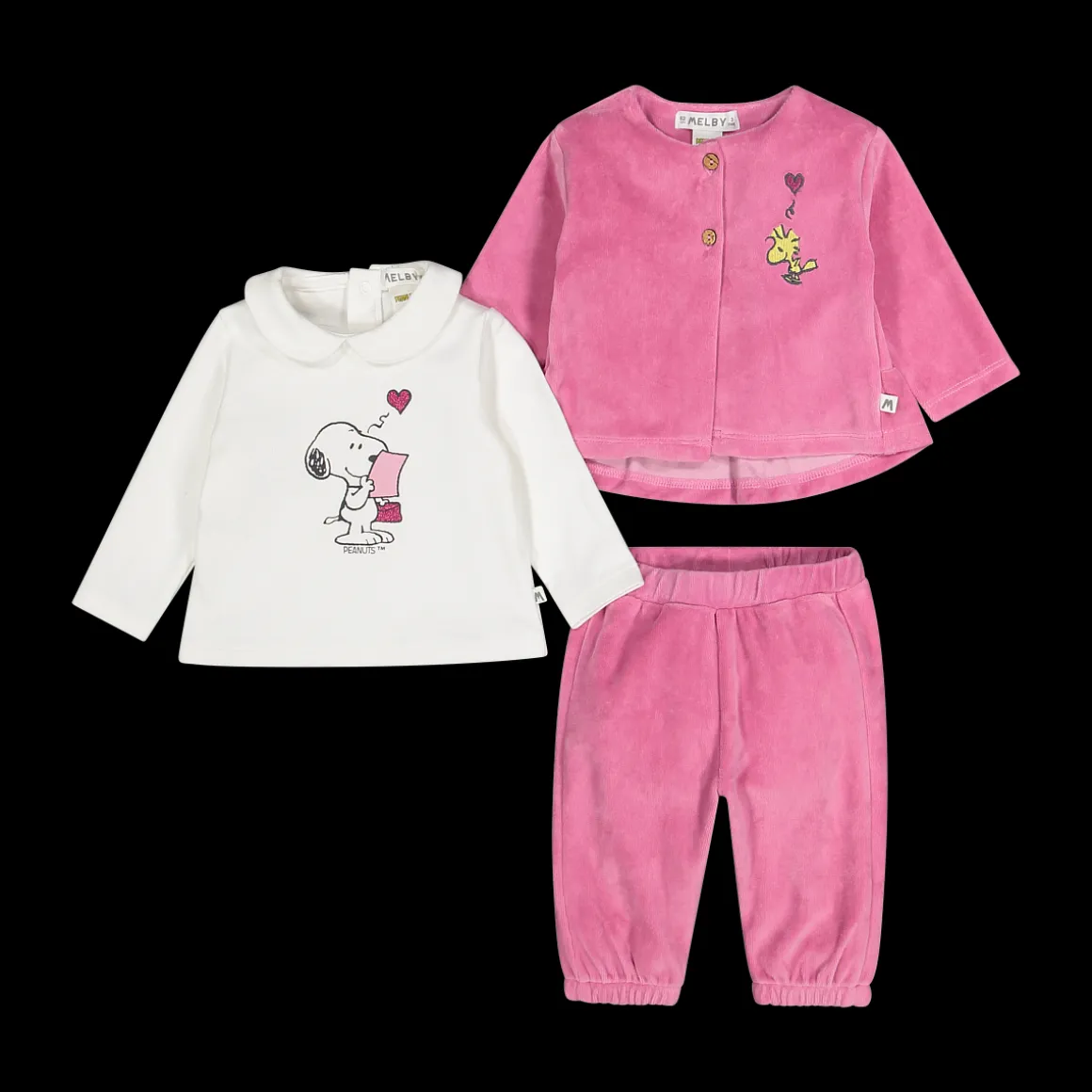 Completo 3 pezzi Peanuts per neonata