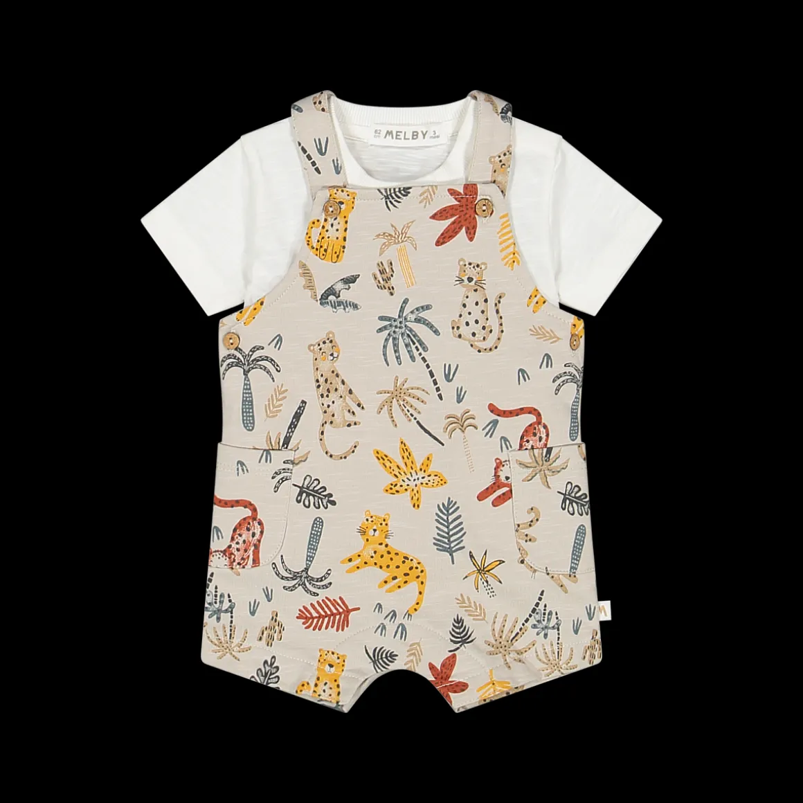 Completo 2 pezzi salopette corta + t-shirt manica corta per neonato