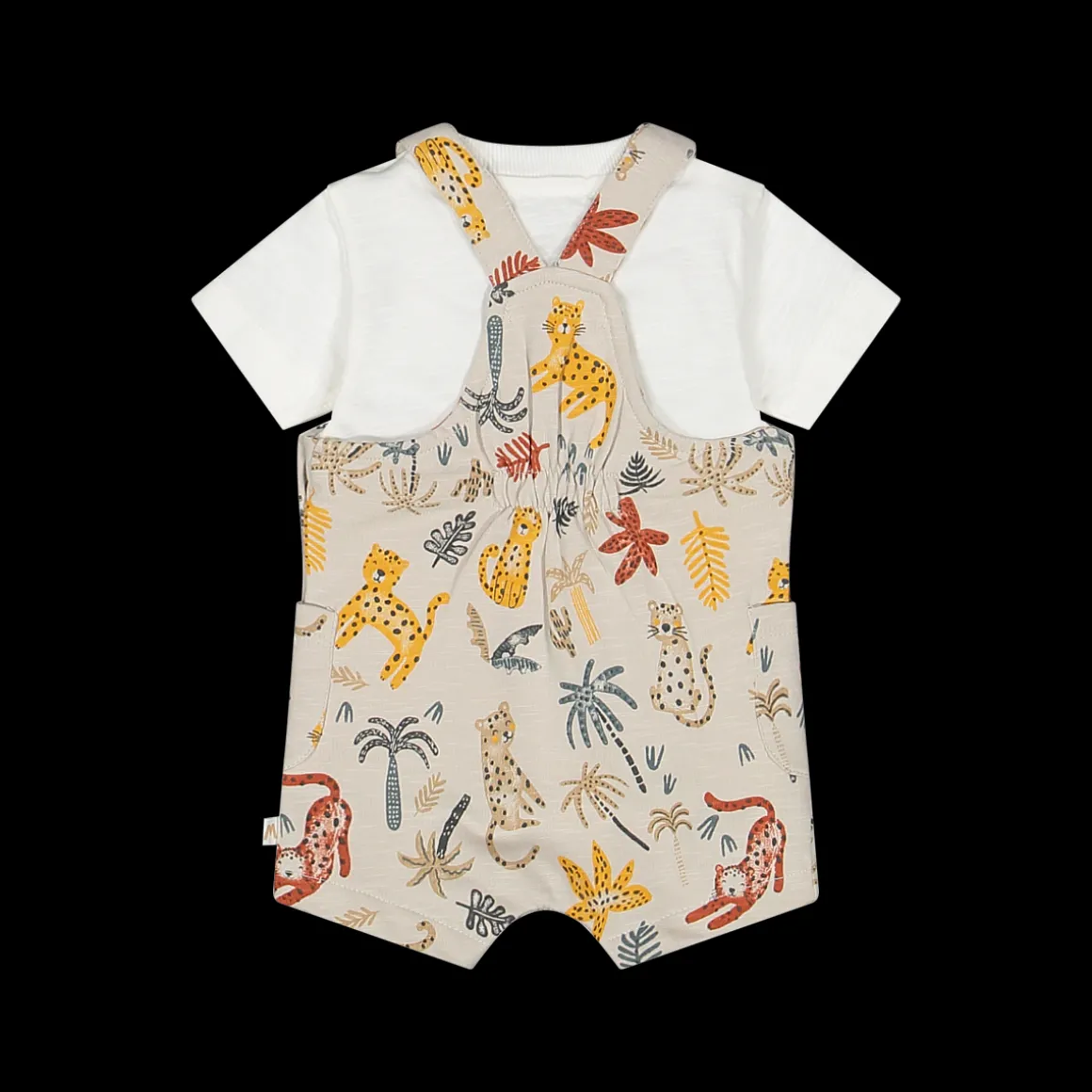 Completo 2 pezzi salopette corta + t-shirt manica corta per neonato