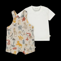 Completo 2 pezzi salopette corta + t-shirt manica corta per neonato