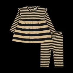 Completo a righe  in cotone riciclato da bambina