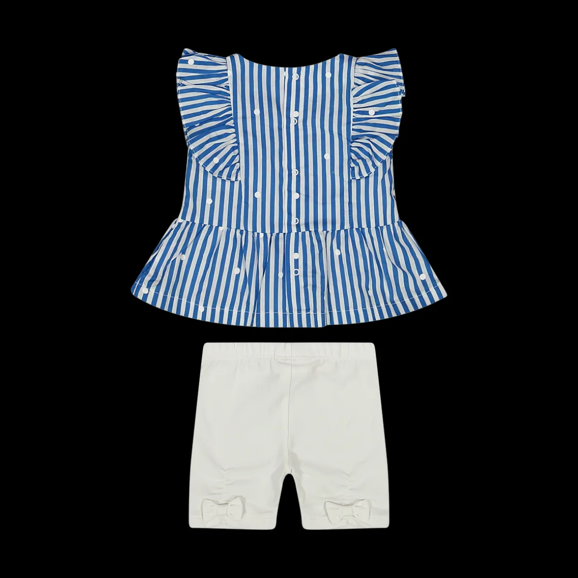 Completo blusa a righe e pantalone corto bambina