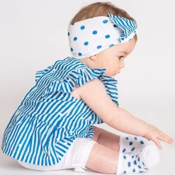 Completo blusa a righe e pantalone corto bambina