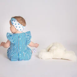 Completo blusa a righe e pantalone corto bambina